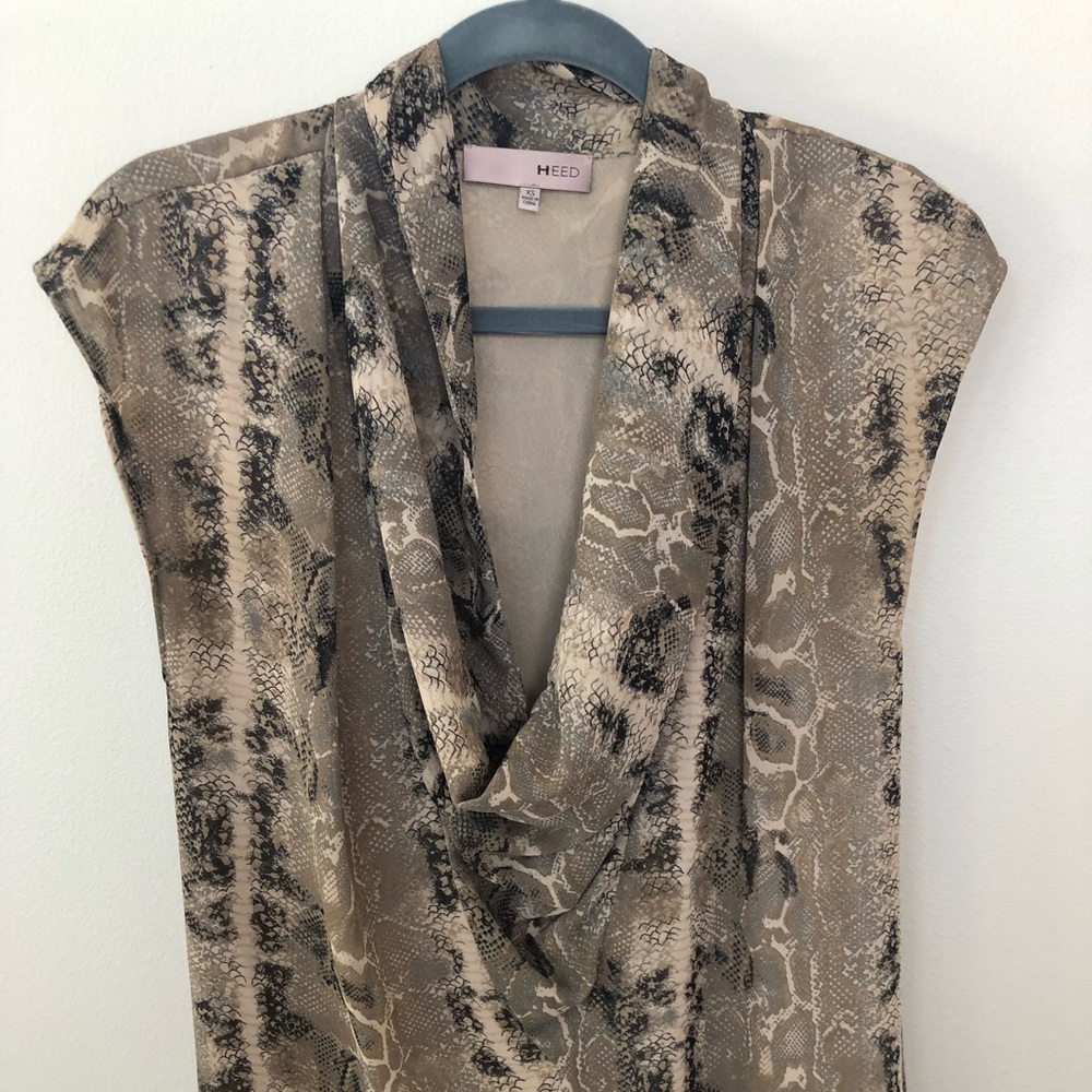 Drape front snake print sleeveless top